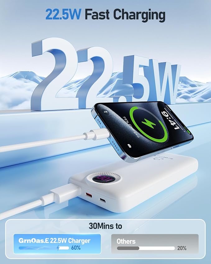Portable Charger with Built in Cables，10000mAh 22.5W Max High-Speed Charging Power Bank with 4 Outputs 2 Inputs,External Travel Battery Pack for iPhones Android,iPad (Pearl White) - Image 4