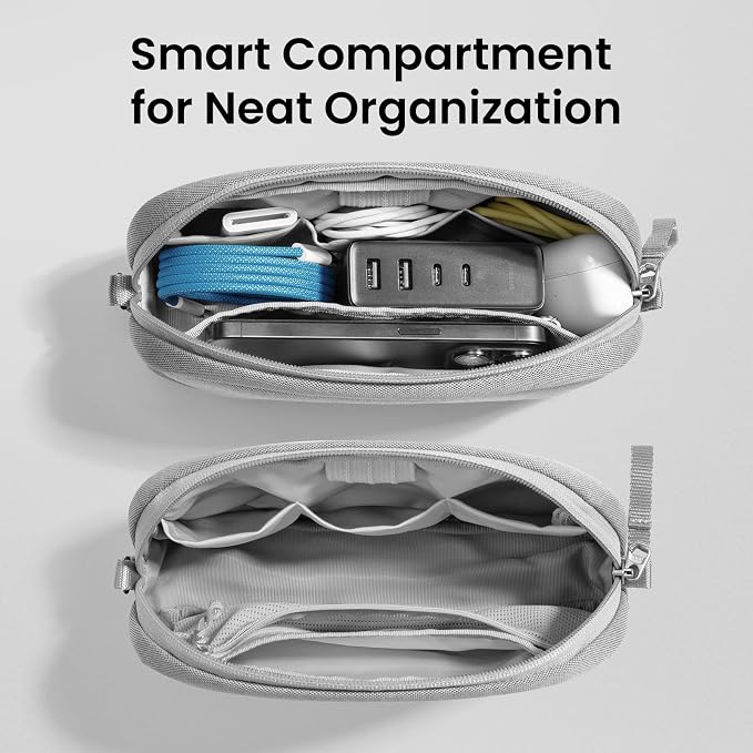 tomtoc Electronics Organizer Travel Case, Water Resistant Travel Bag Cable Organizer for Essentials, Tech Pouch Accessories Carry Storage for Cord, Phone, Cables, Airpods, USB Flash Drive, Daily Items | Water Resistant Tech Pouch Accessories Travel Bag... - Image 2