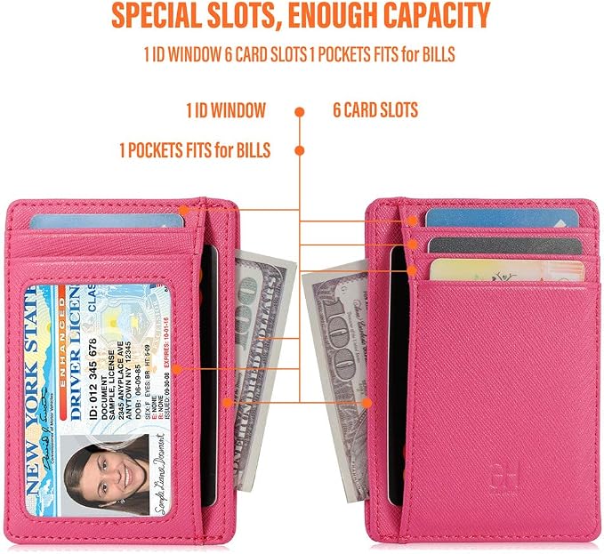 GH GOLD HORSE Slim RFID Blocking Card Holder Minimalist Leather Front Pocket Wallet for Women | Slim - Image 6