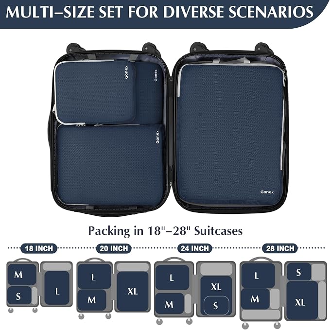 Gonex Compression Packing Cubes, 4-Piece Expandable Travel Organizers | Double-Zip Compression, Space-Saving Design, Ripstop Fabric, Carry-On & Backpack Friendly, Family & Business Travel - Image 5