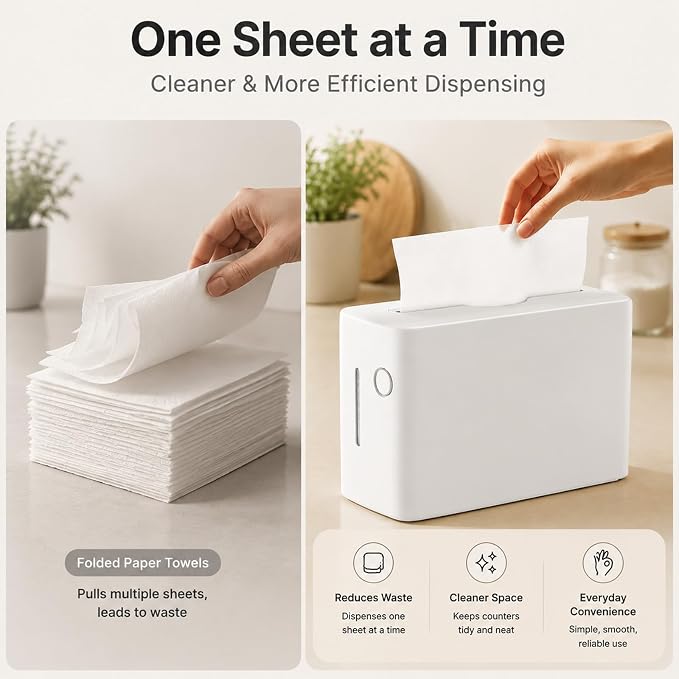 Paper Towel Dispenser Countertop, Commercial Multifold/Trifold/C Fold/Z Fold Paper Towel Dispenser, Hand Towel Dispenser for Bathroom, Bedroom, Kitchen, Toilet White - Image 4