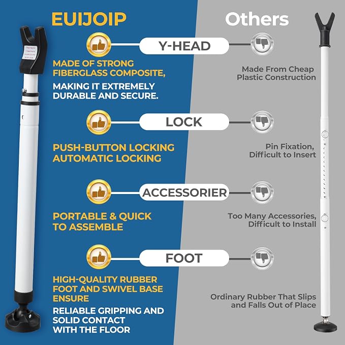3-in-1 Door Security Bar with Heavy-Duty Metal, Adjustable 16"-41.7" Door Lock Stick,Sliding Patio Door Security Bar with 2.8" Non-Slip Base for Home,Apartment,Travel Safety–Portable Door &Window Lock - Image 6