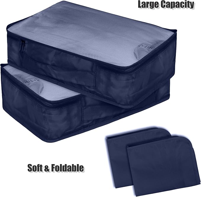 Packing Cubes Set, 2 Pcs Packing Organizers Set for Suitcases (Navy blue) - Image 2