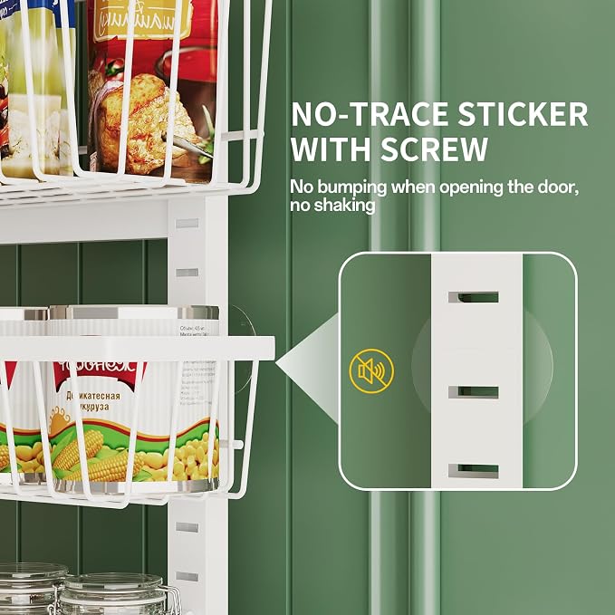 Eastherry Over The Door Organizer，8-Tier Over The Door Pantry Organizer with Adjustable Baskets，Metal Hanging Pantry Organizers and Storage for Kitchen, Back of Door Seasoning Rack (White) - Image 6