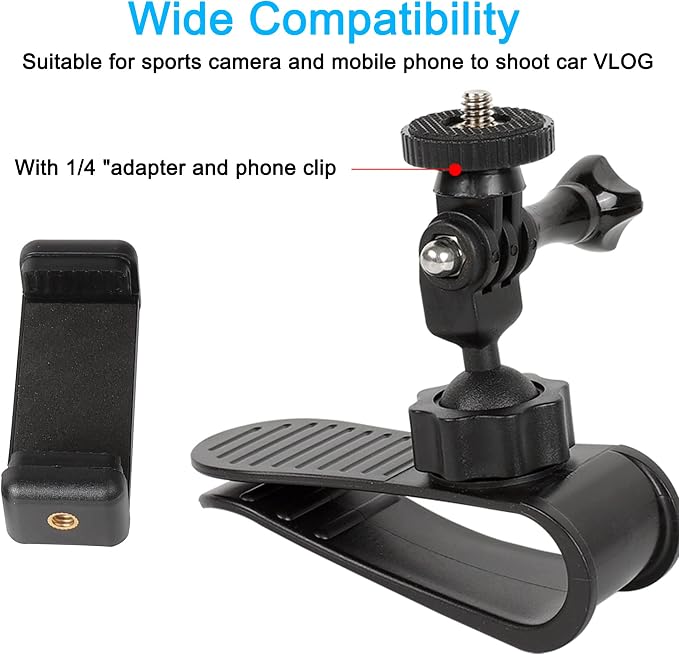 PellKing Car Sun Visor Mount for Insta360 X5 X4 X3 X2 Ace Pro 2 Go 3s Ultra | VLOG/Video Holder for iPhone Samsung Cell Phone GoPro 13 12 10 9 8 7 6 AKASO DJI Osmo Action 6 5 Pro 4 3 2 Camera Accessories - Image 5