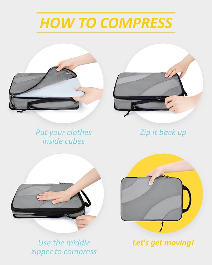 BAGSMART Compression Packing Cubes for Travel | Lightweight suitcase organizers bag set, space-saving double zipper expansion for carry-on luggage & travel organization - Image 4