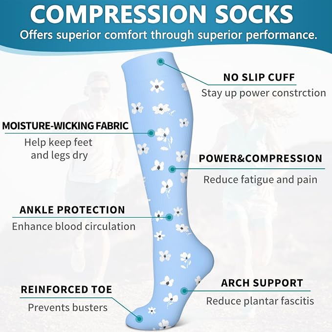 6 Pack Copper Compression Socks for Women and Men Circulation-Best Support for Medical,Running,Nursing,Athletic - Image 5