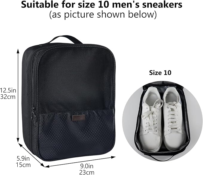 Shoe Bag for Travel,2 Layers Shoes Organizer,Honeycomb Grey | Holds 3 Pairs,Trolley Strap,Easy Clean Lining,Leak Proof,Dual Zippers - Image 9