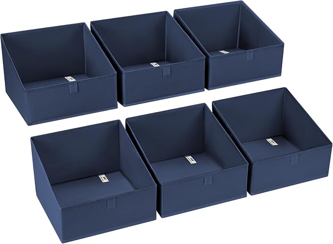 DIMJ Closet Storage Bins 6 Pack - Fabric Trapezoid Closet Organizer Bin, Foldable Storage Baskets for Shelves, Shelf Organizer, Clothing Storage Box for Toys, Books, Towel, Clothes by DiMJ