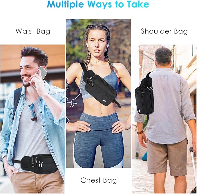 AGPTEK Fanny Pack for Women Men, RFID Large Capacity Waist Wallet Bag, Adjustable & Waterproof Bum Belt Pouch for Travel, Running, Shopping, Hiking, Dog Walking, Cycling, Climbing - Image 7