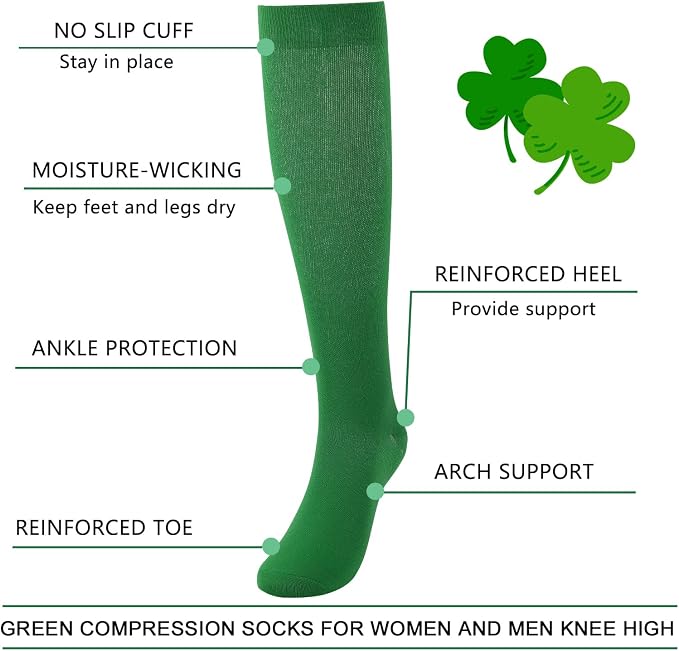 Junely Compression Socks for Women Knee High Stockings | Running Athletic Nurses Pregnant Women Work Support Travel Flight Sports Cosplay Costume Accessories Gifts - Image 7