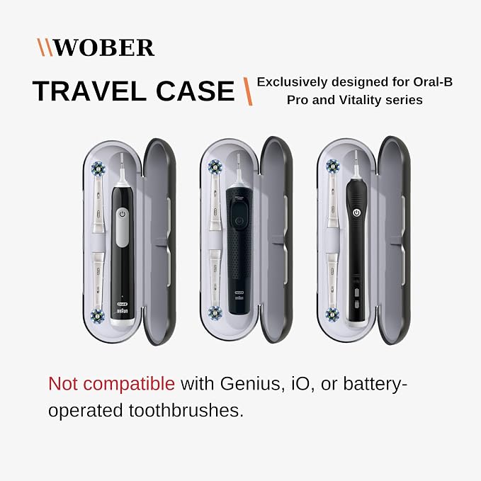 Oral-B Pro 1000 Plastic Travel Case, Compatible with Oral-B Pro 1000/1500/2000/3000/3500/Vitality Electric Toothbrush Only, Hard Protective Cover, Portable Toothbrush Holder (Black wihtout bag) - Image 3
