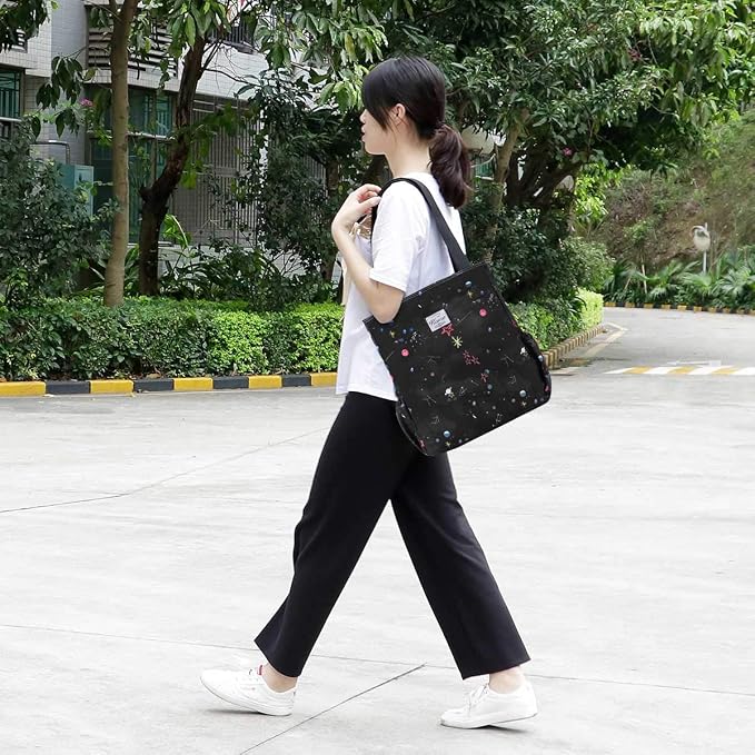 KAMO Floral Tote Bag - Waterproof Lightweight Handbags Travel Shoulder Bag for Hiking Yoga Gym Swimming Travel Beach - Image 2