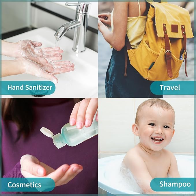LISAPACK 3.4 oz Travel Bottles for Toiletries, Plastic Shampoo Containers | 5pcs small travel size dispenser, 100 ml squeeze tubes, leak proof, small empty for liquid, lotion, conditioner, soap, TSA - Image 3