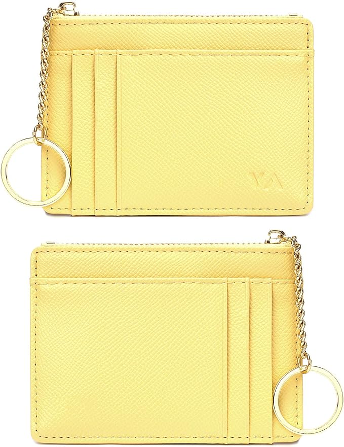 Valentoria Slim RFID Blocking Card Holder Small Pocket Wallet Keychian Zipper Coin Purse Mini Cash & Coin & Cards Case for Women Men | Slim by VALENTORIA