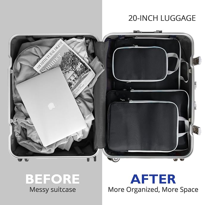 Compression Packing Cubes, 10 Set Packing Cubes for Travel Compression, Lightweight Compressible Package Organizer for Carry On and Suitcases, Black and Grey - Image 6