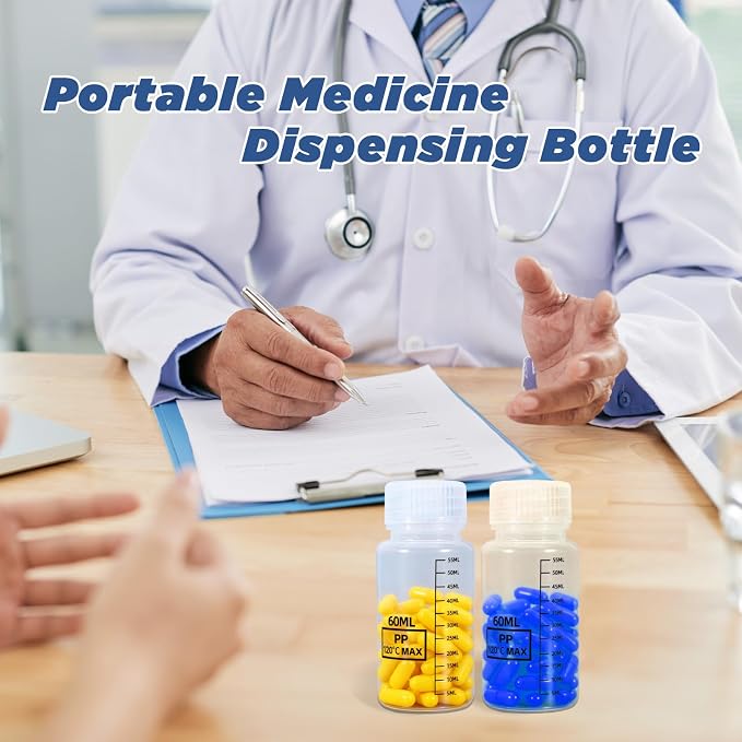 2oz Plastic Bottles 4 Pack - Small Travel Bottles with Lids, Wide Mouth Containers for Easy Filling, Leak-Proof Squeeze Bottles for Liquids, Toiletries & Pill Storage - Image 6