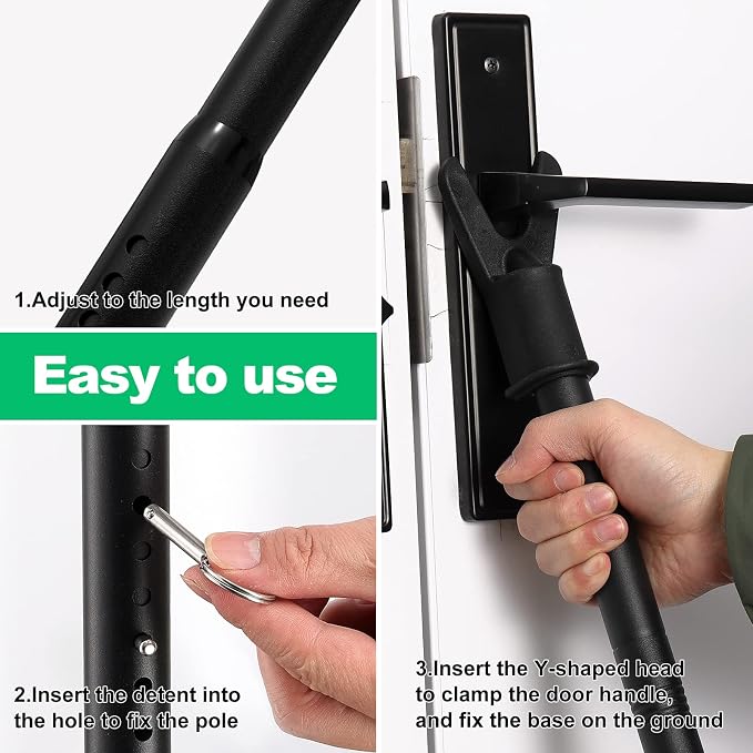 Sliding Glass Door Lock & Door Stoppers Security Bar Keep Your Home Security, Adjustable Jammer with Interchangeable Caps & Rubber Tips, Ideal for Home, Apartment and Travel Protection,Black 1Pack - Image 6