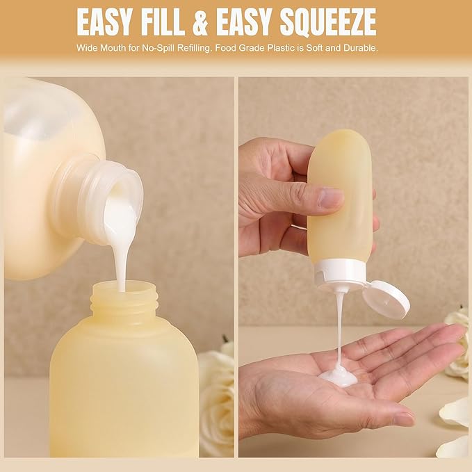DEWSENSI 20 Pack Travel Bottles for Toiletries, Travel Size Containers Kit | TSA Approved, Leak Proof, Plastic, Refillable Travel Accessories for Shampoo Conditioner Lotion Liquids - Image 4