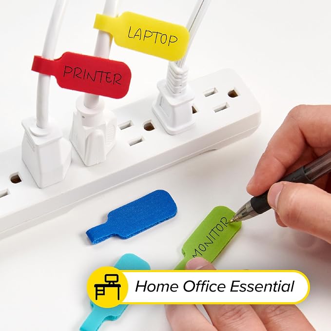 Wrap-It Storage - Cable Labels, Medium, Multi-Color (30-Pack) Write On Cord Tags for Wire Management and Identification | Write On Cord Labels, Wire Labels, Cable Tags and Wire Tags for Spring Cleaning Cable Management and Identification - Image 9