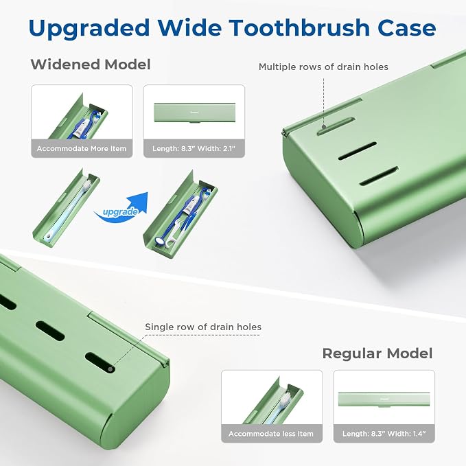 Wider Aluminum Toothbrush Travel Case, Portable Travel Toothbrush Holder, Durable Manual Toothbrush Box Container for Traveling, Bathroom, Camping, Business Trip, Green - Image 7