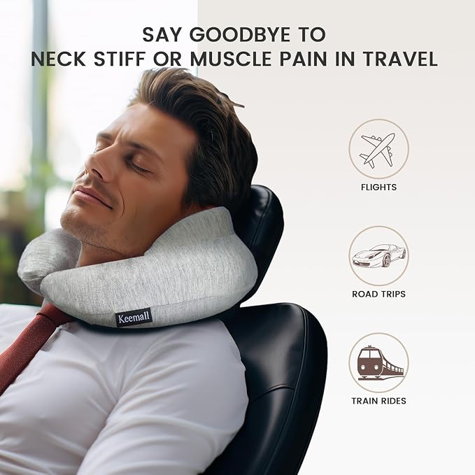Keemall Portable Inflatable Travel Neck Pillow Flight & Airplane Essentials | 3rd Generation Air-Filled Headrest, Double Comfort, Includes Separate Storage Bag for Business Traveling & Long Flight - Image 6