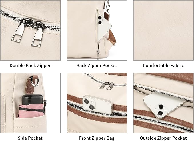 GAEKEAO Backpack Purse for Women PU Leather Anti-theft Backpack Ladies Convertible Large Travel Designer Fashion Shoulder Bag - Image 5
