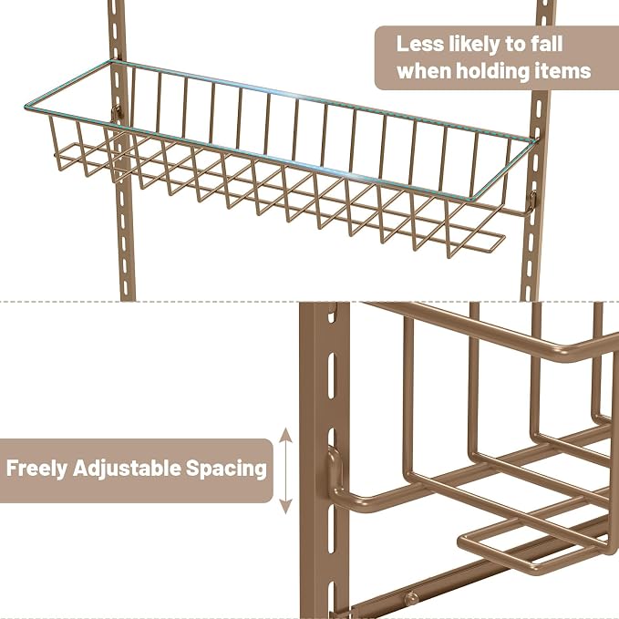 ElegantArray 8-Tier Pantry Door Organizer, Brown | Over The Door Pantry Organizer Rack and Storage, Hanging Spice Rack Shelves Door, Home Office Laundry Room Bathroom & Kitchen - Image 6