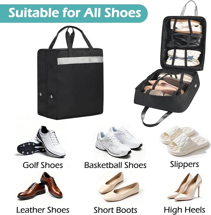 Shoe Bags for Travel, Travel Shoe Bags for Packing, Portable Storage Bag | Shoe Bags with Handle, Water-resistant, Ventilation Holes, Travel Luggage Shoe Bag for Women Men Holds 6 Pair of Shoes - Image 5