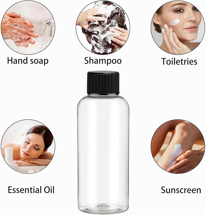 DNSEN Travel Bottles for Toiletries 3.4 oz Travel Size Mouthwash Bottles with Black Screw Cap, BPA Free Leak-Proof Portable Liquid Container 5 pack - Image 7