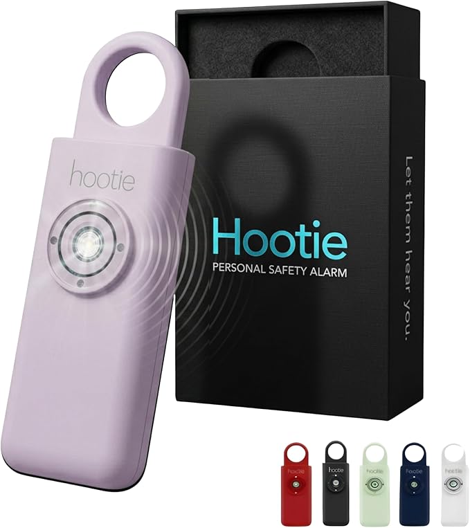 Personal Safety Alarm for Women, Men and Kids — 130dB Personal Alarm Keychain, Pull Pin Safety Alarm Keychain with Strobe Light, Self-Defense Alarm for Campus, Travel and Running — Lavender | Pull Pin Activation, Strobe Light, No Charging, CR2032 Batte... by Hootie