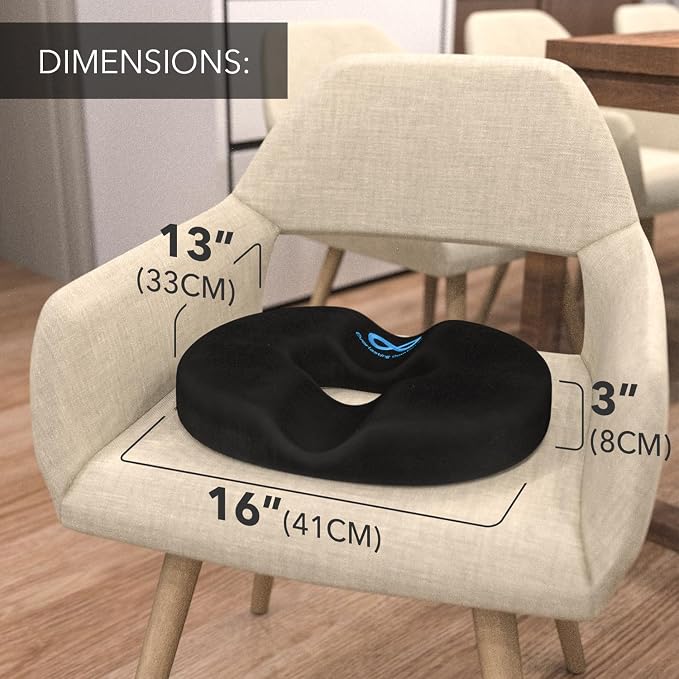 Everlasting Comfort Donut Pillow for Tailbone Pain Relief Ergonomic Seat Cushion - Hemorrhoid Pillow for Sitting- Ideal Memory Foam Coccyx Chair Cushion for Postpartum Pregnancy, Anti-Slip, Washable - Image 3