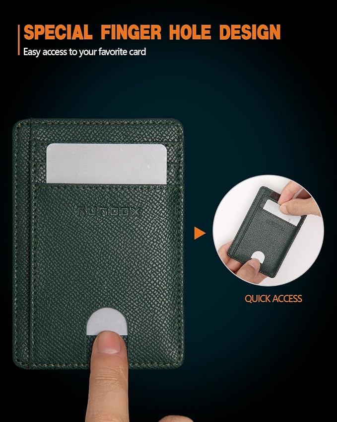 RUNBOX Slim Wallet for Men and Women, RFID Blocking Leather Card Holder | Minimalist 8-slot design fits IDs and credit cards in a thin profile for front pockets, purses, pants and travel - Image 3