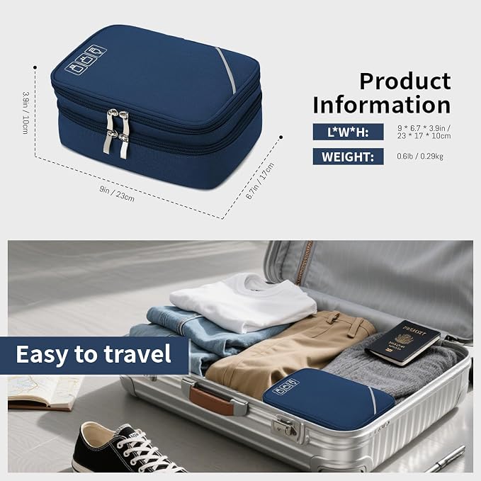 Lanola Universal Cable Organizer Electronics Accessories Cases for Cable, Charger,Power Bank, Phone, USB, SD Card,Memory Cards,Earphone,Flash Drive, Great for Travel and Business - Dark Blue - Image 2