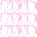 REHALY Clear Toiletry Bag, 12 Pack TSA Approved Toiletry Bag Carry on Travel Accessories Bag, Quart Size Bag for 3-1-1 Liquids Airport Airline Compliant Clear Makeup Bag with Metal Zipper (Pink Bags) by REHALY