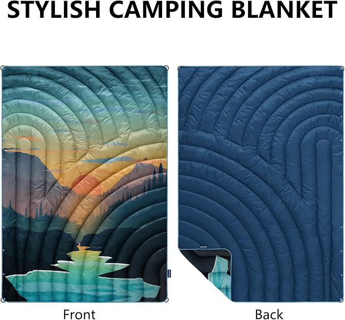 Puffy Camping Blanket,Large Camp Blanket Outdoor Camping Quilt Waterproof | Lightweight Printed Warm Packable Down Alternative Blanket for Camping,Traveling, Stadium, Hiking, Picnics - Image 5