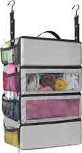 esouler Suitcase Organizer, Travel Luggage Organizer hanging packing cubes for travel，portable hanging travel shelves Collapsible closet organizer for Carry-on (Grey, Medium) by esouler