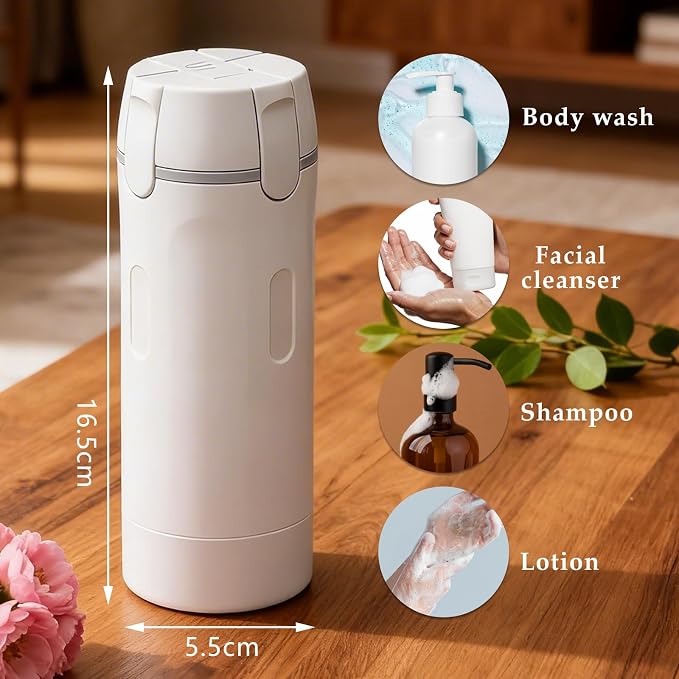 4-in-1 Travel Dispenser Bottle, 4 Pump Travel Bottle Set with 4 Wide-Mouth Funnels for Shampoo, Lotion, Conditioner, and Cream, Refillable，4 Pack 40ml - Image 2