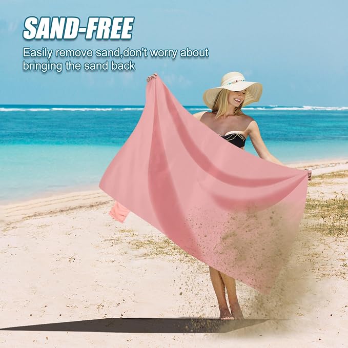 Odoland Sandproof Beach Blanket, Waterproof Portable Mat with Carry Pouch | 43.3“x27.5” Quick Drying & Foldable Lightweight Sand Free Beach Mat Tarp for Hiking, Camping, Travel, Pink - Image 4