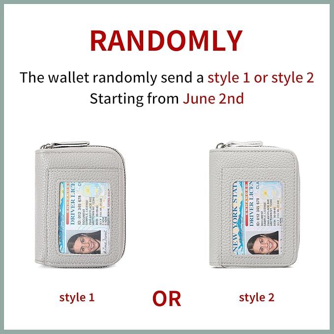 RNIEGA Credit Card Holder Wallet RFID Blocking Leather Small Wallet for Women Double Zipper Wallet with ID Window - Image 2