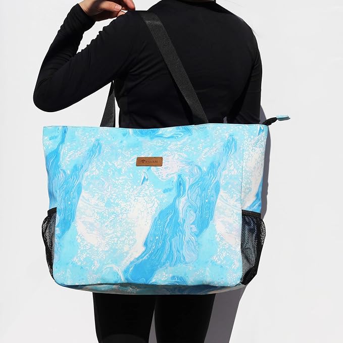 ESVAN LARGE BEACH BAG Water Resistant Lightweight 20 inch Women Oversize Tote Bag for Gym Beach Travel Pool Yoga Nurse - Image 2
