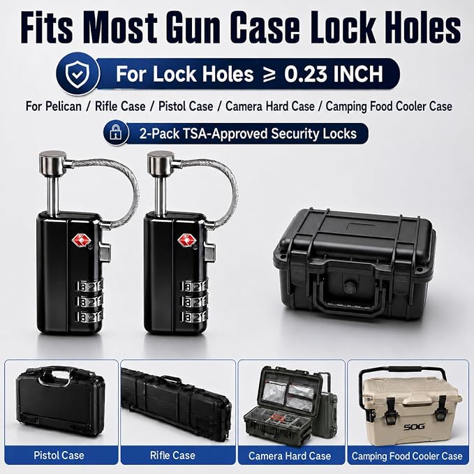 TSA Approved Gun Cases Lock (Pack 2) | Gun Case Combination Lock 2 Pack, Gun Case Locks, TSA Gun Case Locks & TSA Lock for Gun Case, Toolboxes and Luggage - Image 4
