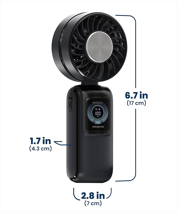 Everlasting Comfort Portable Handheld Fan, Rechargeable with LED Display & Cooling Mode, Small Personal Mini Portable Fan, 5 Speeds for Outdoor Travel, Hiking, Makeup, Camping, Office, Gifts for Women - Image 9