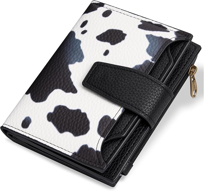 Small Wallet Women RFID Blocking Soft Leather Bifold Compact Card Holder Wallet for Women with Zipper Coin Pocket 4 ID Window by Airkit