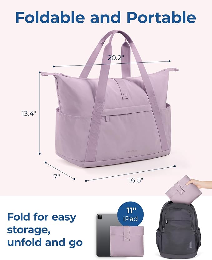 BAGSMART For Spirit Airlines Personal Item Bag, 23L Foldable Weekender Bags for Women Gym Tote Overnight Bag for Travel - Image 6