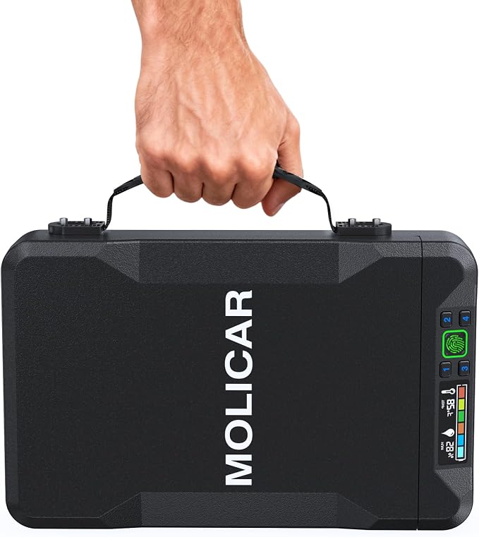 Car Gun Safe Small Biometric Pistol Safe Handheld Portable Fingerprint Gun Lock Box for Travel Nightstand Bedside by MOLICAR