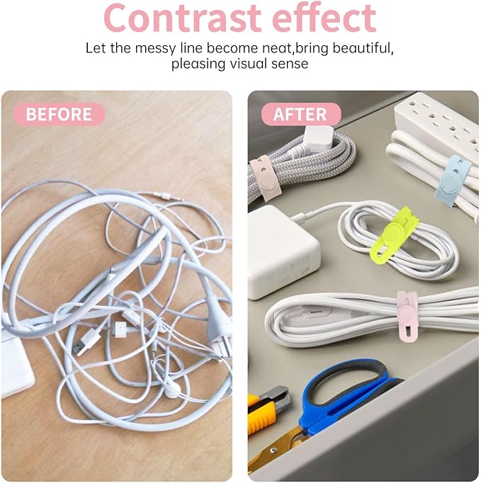 Oligei 25 Pcs Silicone Cable Ties, Cable Ties Reusable, High Elasticity Cord Wraps for Electrical Cords, Cord Organizer for Earphone, Phone Charger(Colorful) - Image 6