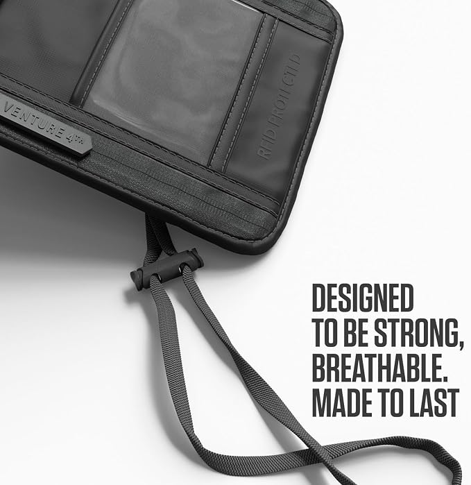 VENTURE 4TH Travel Neck Wallet, RFID Blocking Passport Holder - Sleek Gray - Image 4