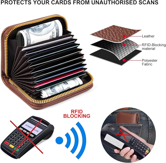Credit Card Wallet, RFID Card Case Wallet, Zipper Card Cases Holder for Men Women, RFID Blocking, KeyChain Wallet, Compact Size Card Organizer Case for Women - Image 3