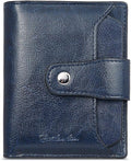 BOSTANTEN Leather Womens Wallet Small RFID Blocking Credit Card Holder | Removable ID Window, Zipper Coin Pocket, Bifold, Minimalist, Fits Small Purses, Daily Use, Ladies Gifts, Blue by BOSTANTEN